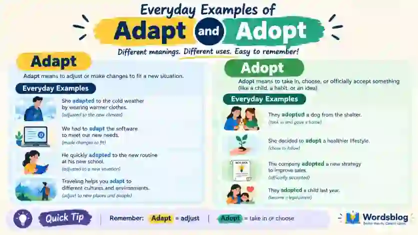Everyday Examples of Adapt and Adopt