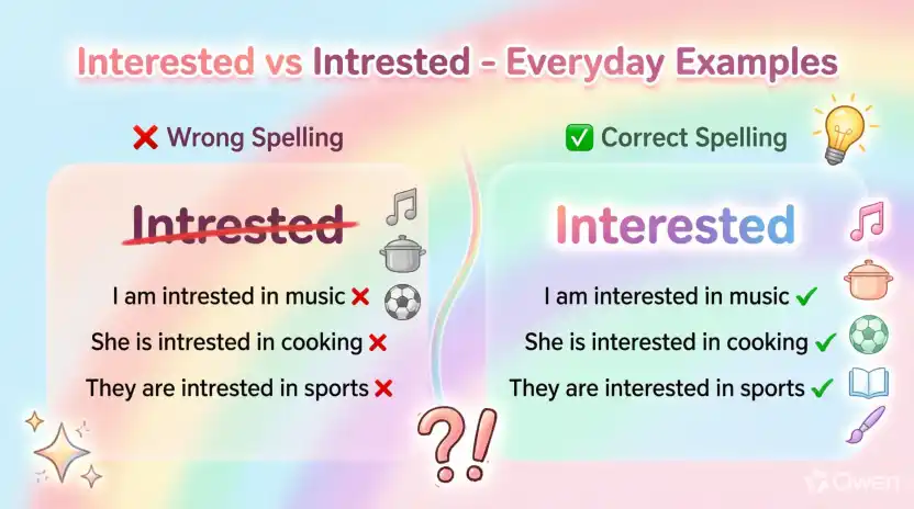 Interested or Intrested in Everyday Examples