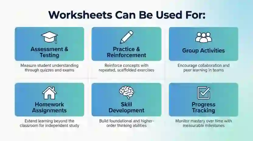 Worksheets can be used for: